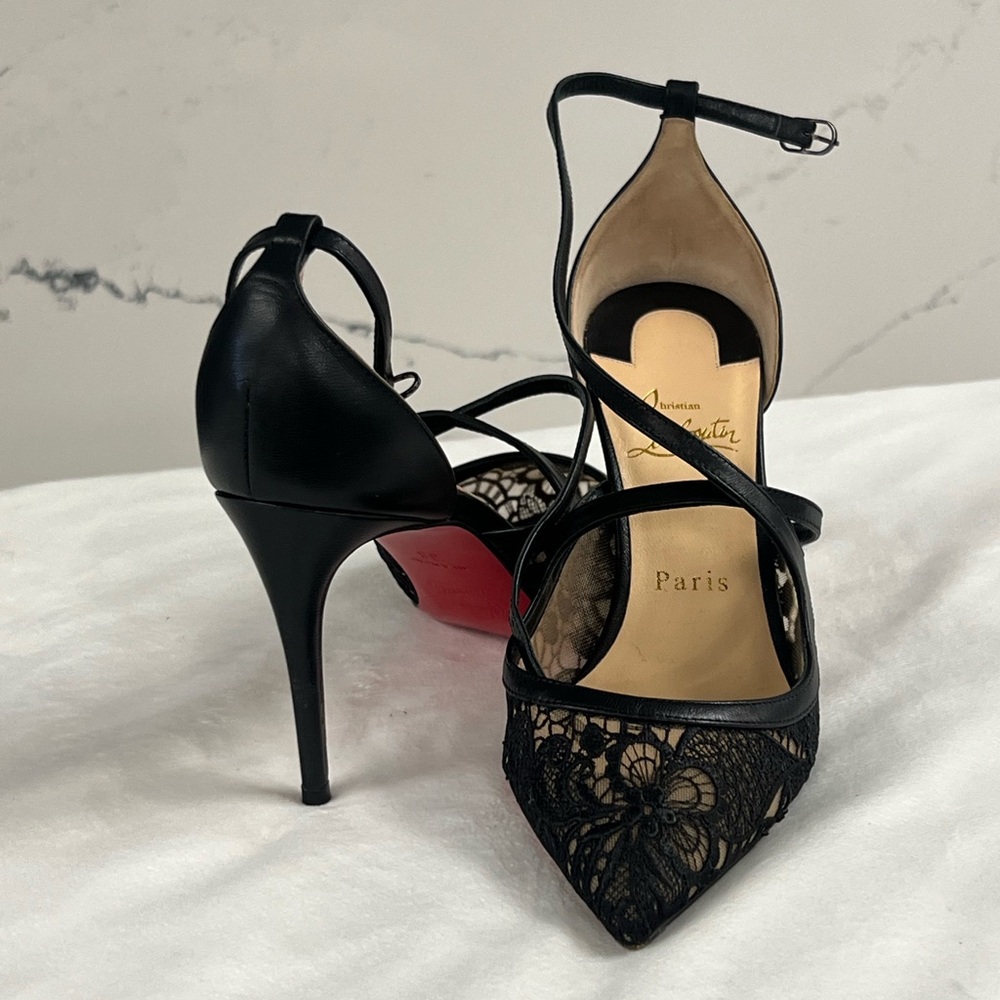 Christian Louboutin Black Lace Stiletto Heels